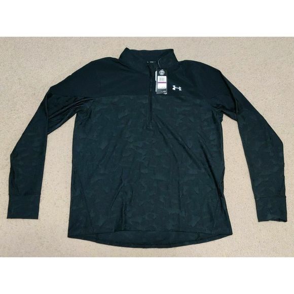 Under Armour 1356169 001 Men Sz S Running L/S Stealth 1/2 Zip Black Camo Jacket - Picture 1 of 8